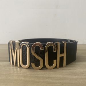 Mosch Logo Buckle Large Cow Leather Belt Black/Gold